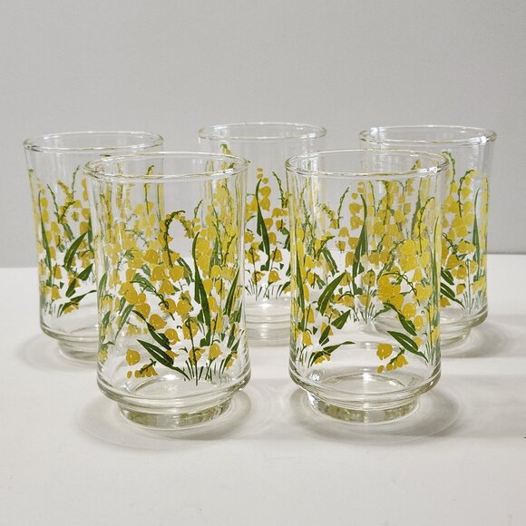 Vintage Libbey Juice Glasses "Lily of the Valley" Set of 5 - Picture 1 of 5